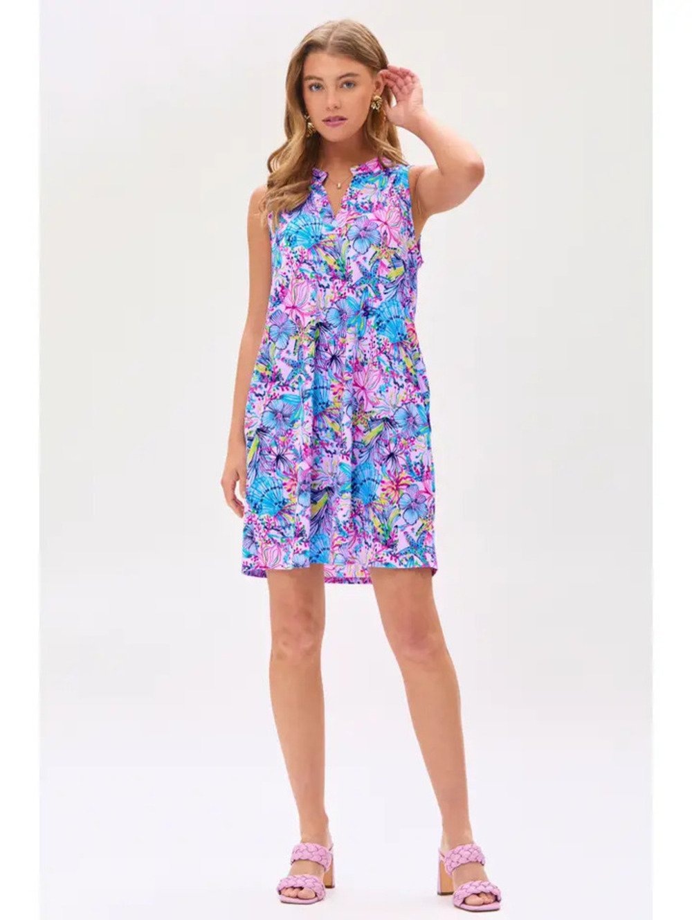 Dear Scarlett NWT Coastal Floral Seashell Pocket Dress XL Wrinkle Free